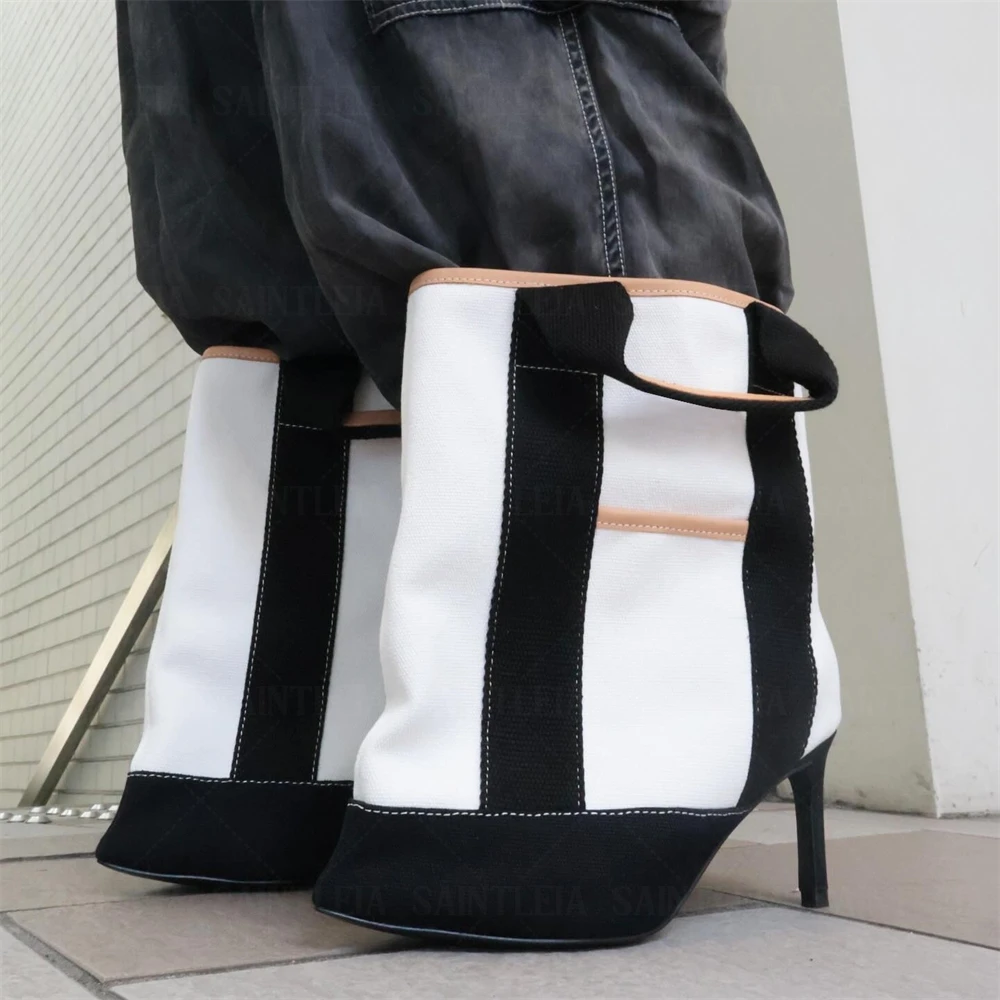 Canvas Tote Designer - New Women's Color Block Tote Bag