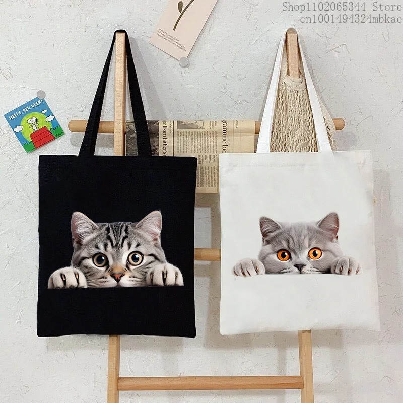 Canvas Tote Designer - 3D Animal Cat Design Women's Handbags