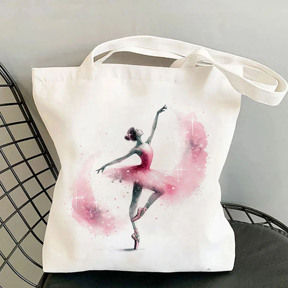 Canvas Tote Designer - Watercolor Ballerina Canvas Tote Bag for