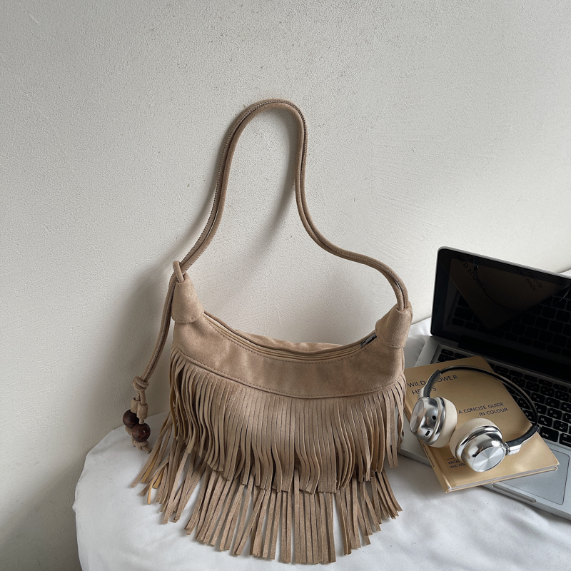 Fashion Retro Suede Tassel One - Half Moon Bag Suede のレビューと価格