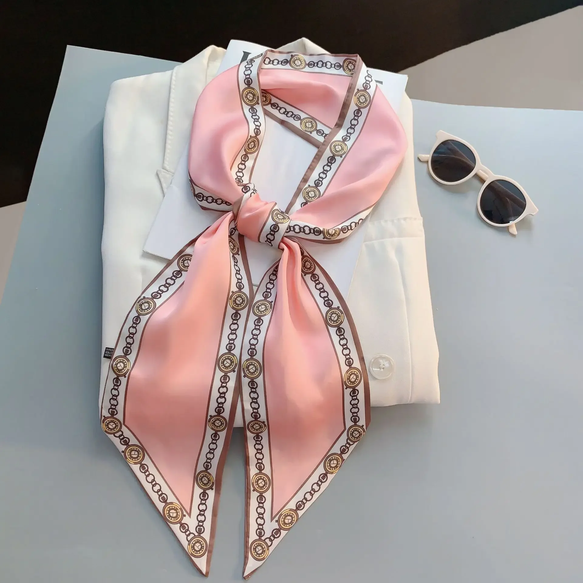 Design Print Skinny Scarf Plai - Luxury Bags For Travel のレビューと価格