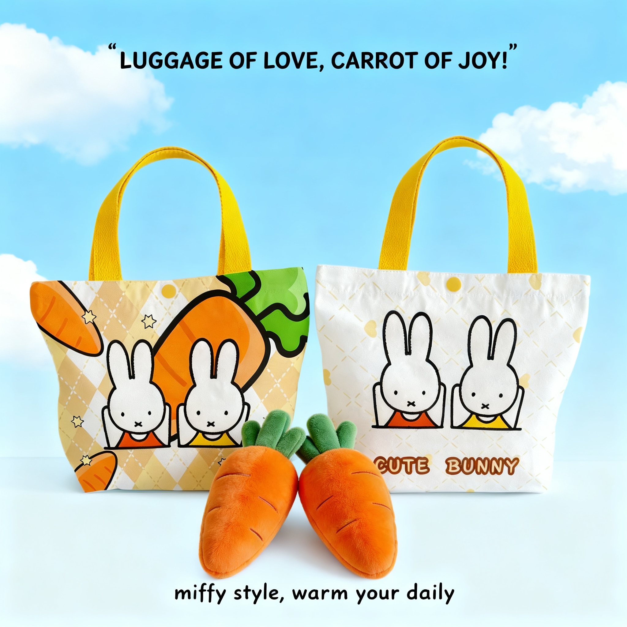 Creative Cartoon Miffy Rabbit  - Canvas Tote Designer のレビューと価格