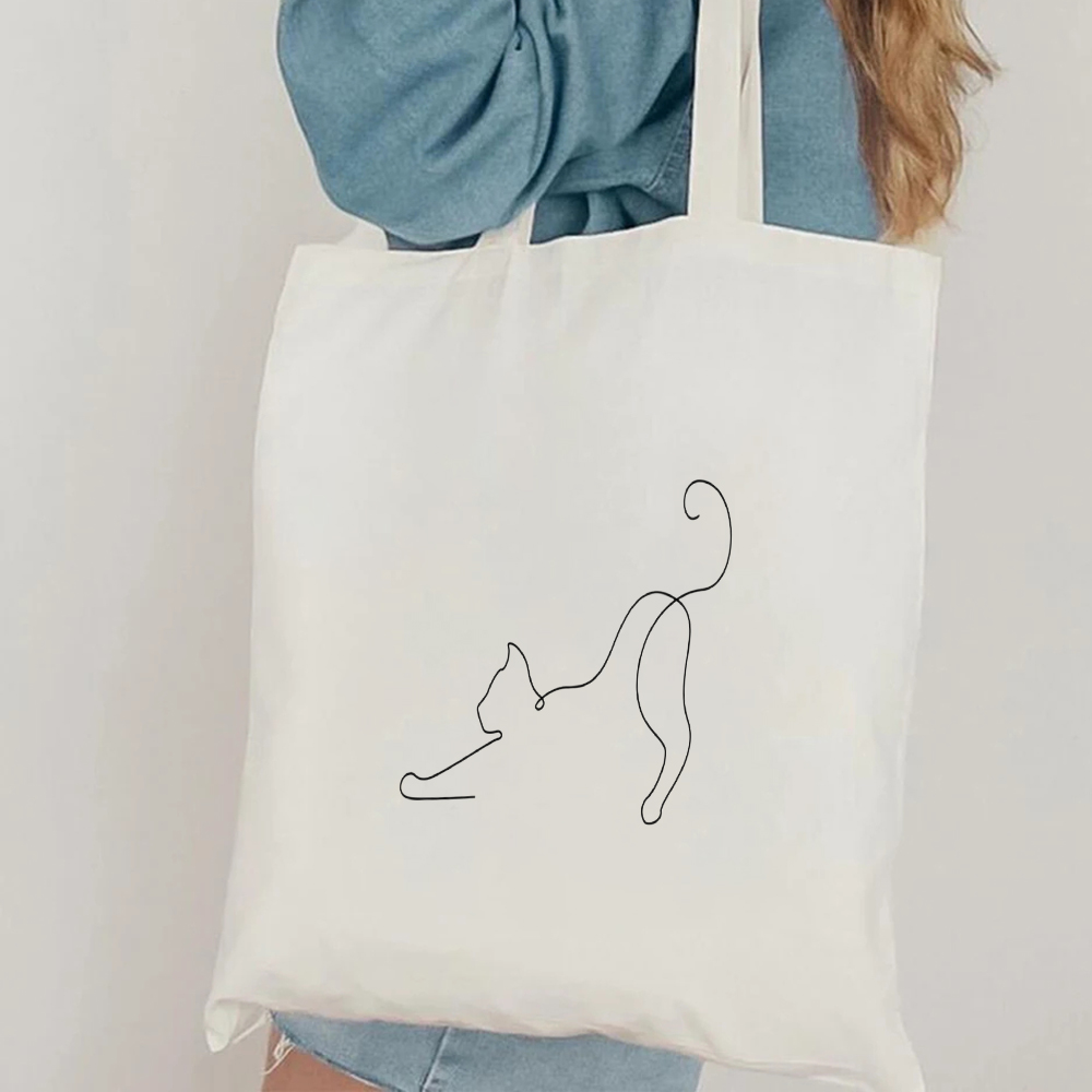 Minimalist Cat Line Art Canvas - Canvas Tote Designer のレビューと価格