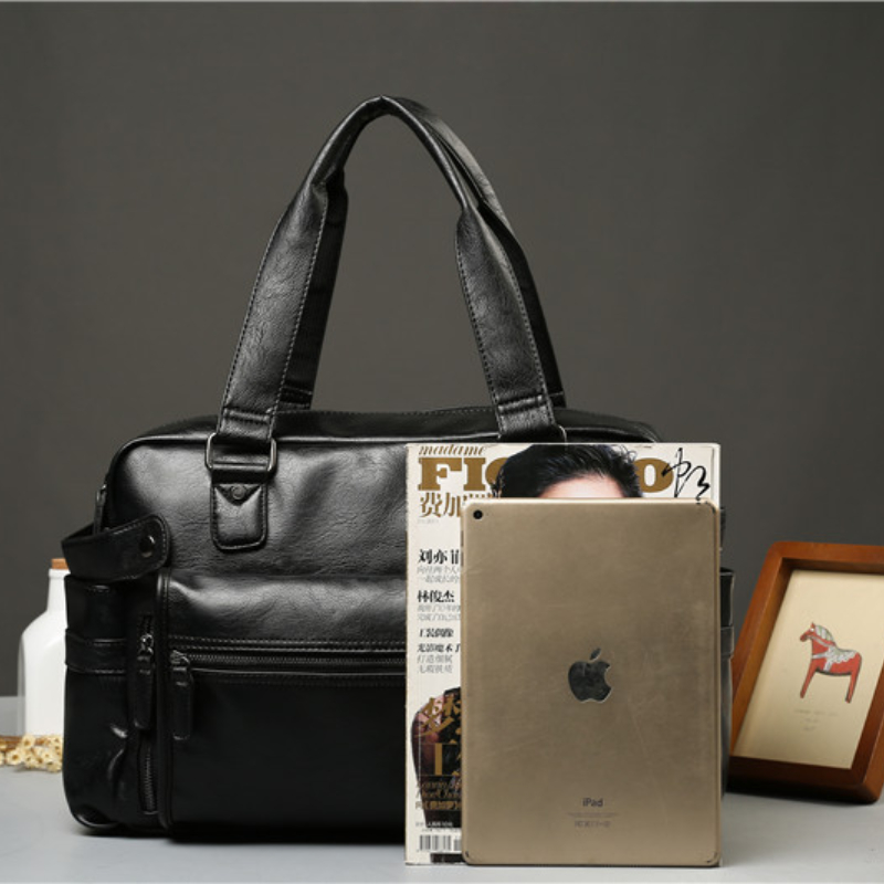 Men PU Leather Briefcase Top-H - Luxury Tote Bags With Zipper のレビューと価格