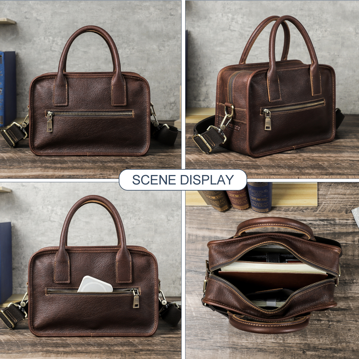 CONTACT'S Genuine Leather Men  - Luxury Tote Bags With Zipper のレビューと価格