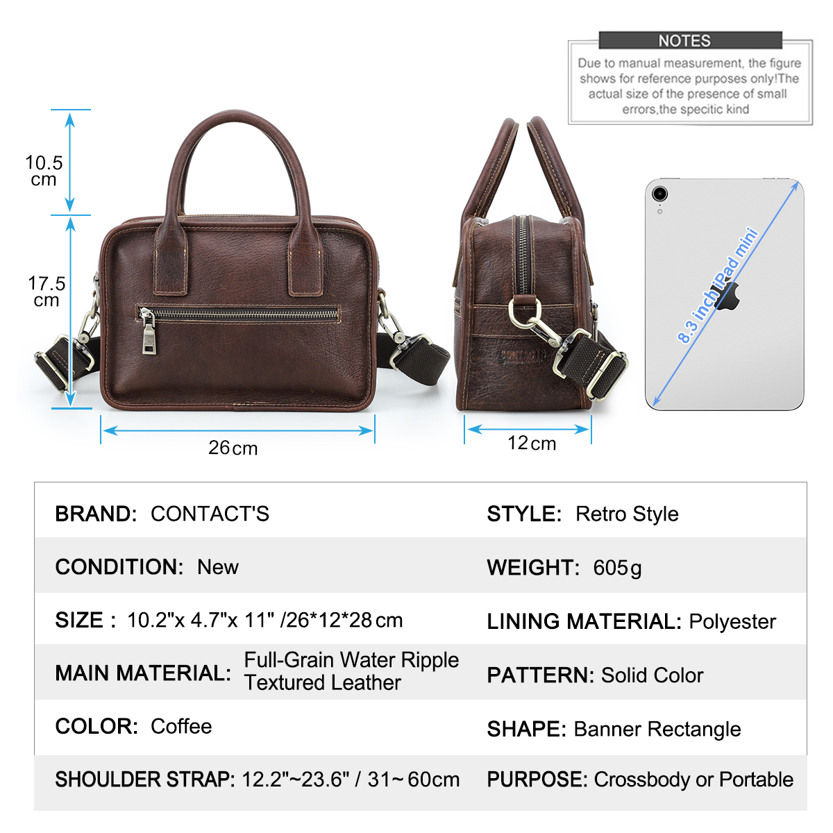 CONTACT'S Genuine Leather Men  - Luxury Tote Bags With Zipper のレビューと価格