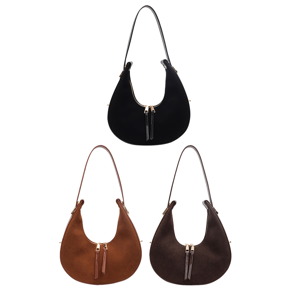 Women Faux Suede Shoulder Bag  - Half Moon Bag Suede のレビューと価格