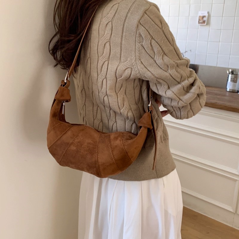 JIAERDI Retro Solid Color Sued - Half Moon Bag Suede のレビューと価格