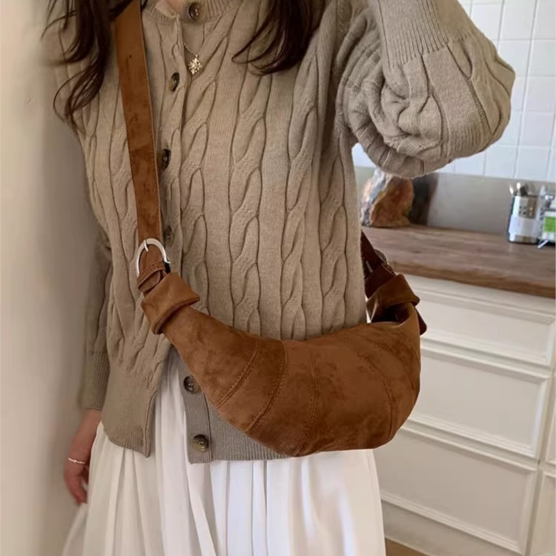 JIAERDI Retro Solid Color Sued - Half Moon Bag Suede のレビューと価格