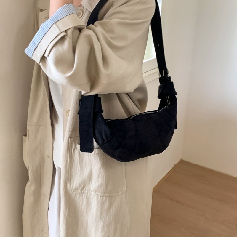JIAERDI Retro Solid Color Sued - Half Moon Bag Suede のレビューと価格