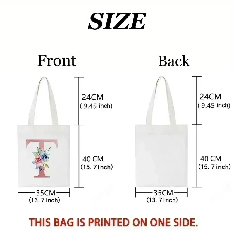 1pc Floral Love Letter Print T - Canvas Tote Designer のレビューと価格
