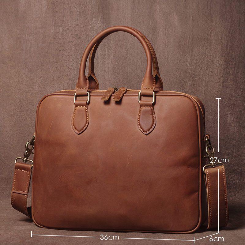 GURO Men Crazy Horse Cowhide B - Luxury Tote Bags With Zipper のレビューと価格