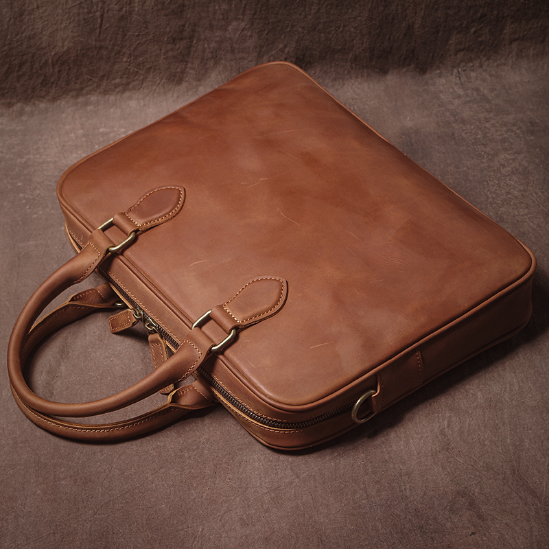 GURO Men Crazy Horse Cowhide B - Luxury Tote Bags With Zipper のレビューと価格