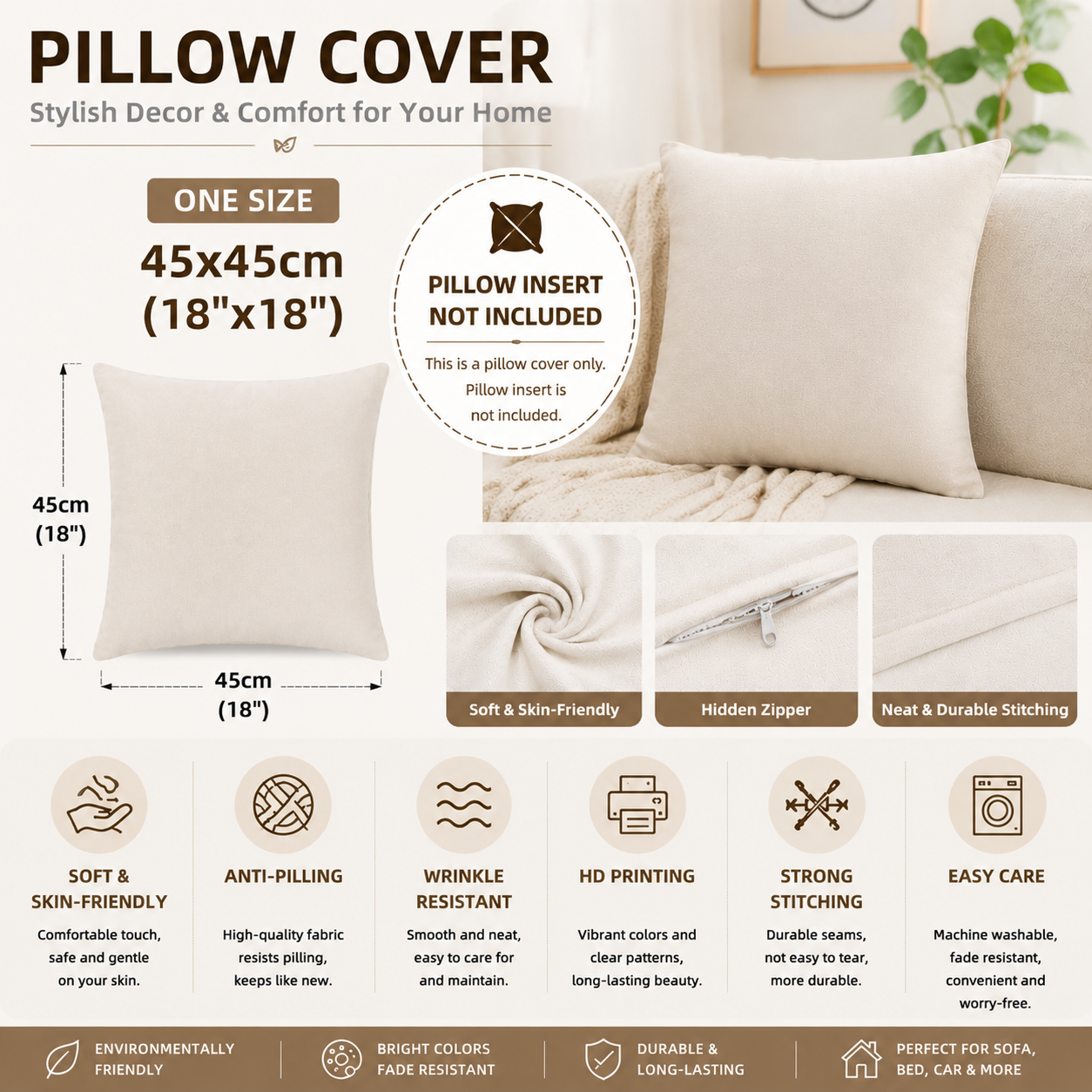 Pillow Covers 45x45cm Square V - Zen Luxury Bags のレビューと価格